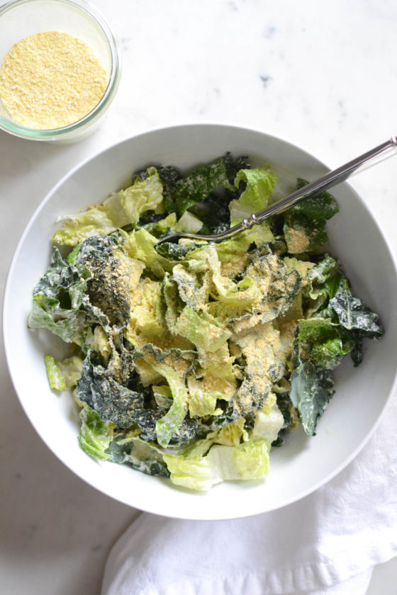 creamy kale ceasar salad recipe